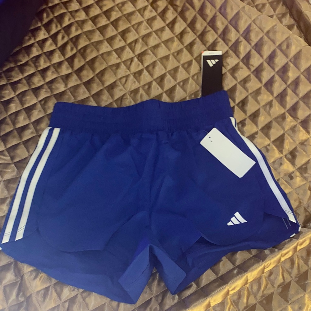 adidas Women's Royal Blue Athletic Shorts with White Stripes
